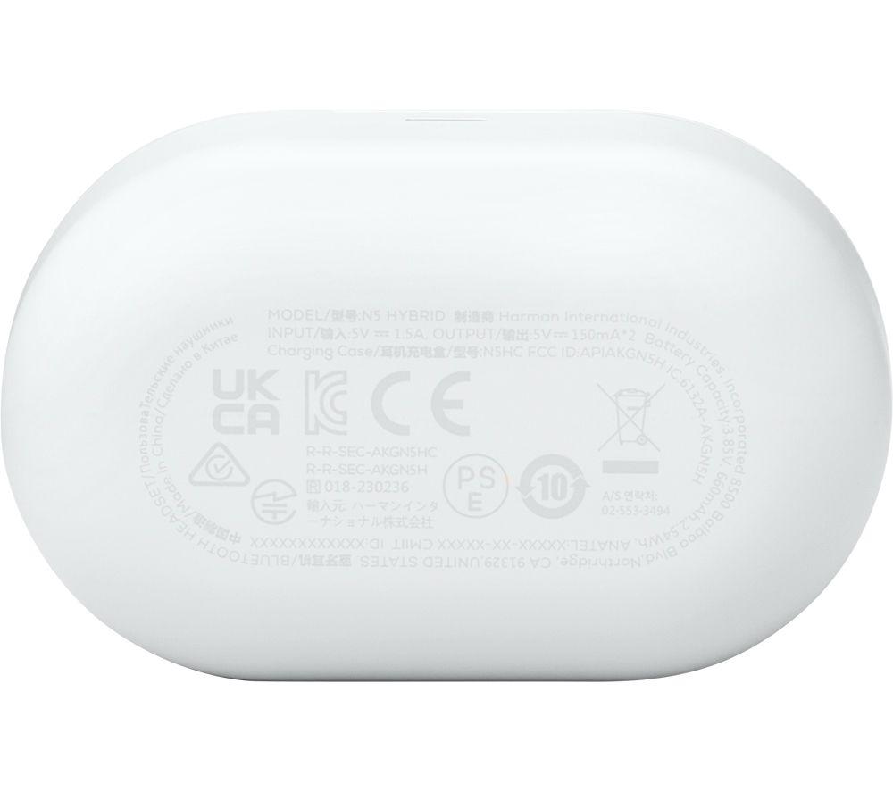 AKG N5 Hybrid Wireless Bluetooth Noise-Cancelling Earbuds - White image number 8 of 9