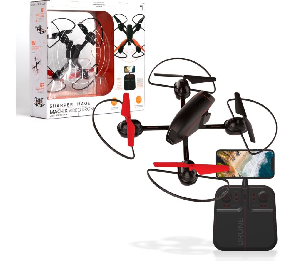 SHARPER IMAGE 10inch Mach X Video Drone with Controller - Black & Red