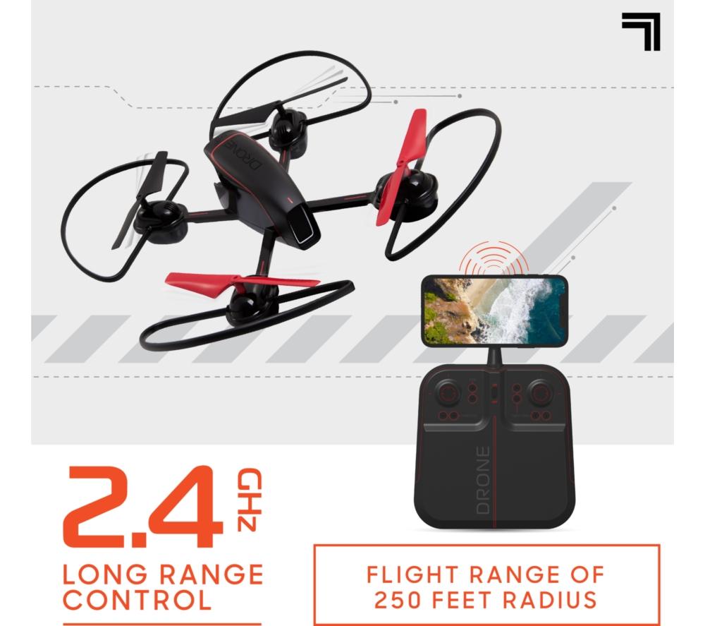 SHARPER IMAGE 10" Mach X Video Drone with Controller - Black & Red image number 2 of 6
