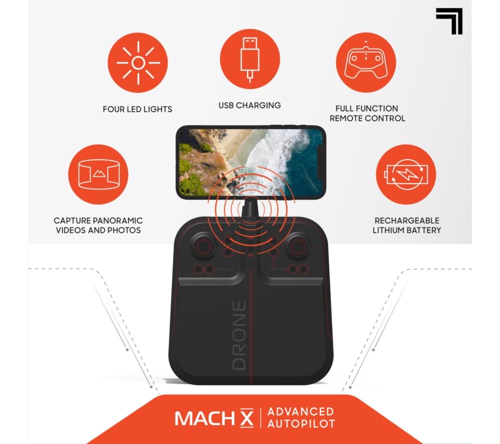 SHARPER IMAGE 10" Mach X Video Drone with Controller - Black & Red image number 3 of 6