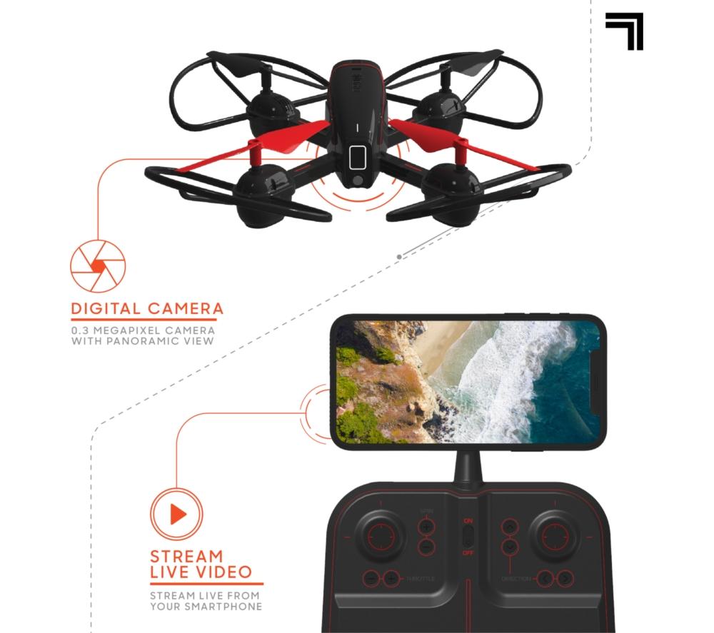 SHARPER IMAGE 10" Mach X Video Drone with Controller - Black & Red image number 4 of 6