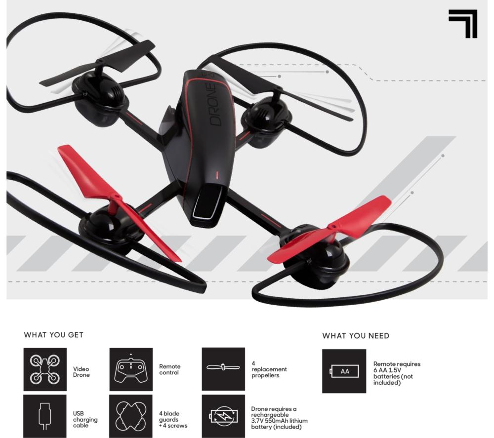 SHARPER IMAGE 10" Mach X Video Drone with Controller - Black & Red image number 5 of 6