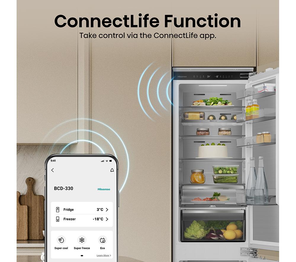 HISENSE RB5B280SSWC Integrated Smart 70/30 Fridge Freezer - Fixed Hinge image number 3 of 17