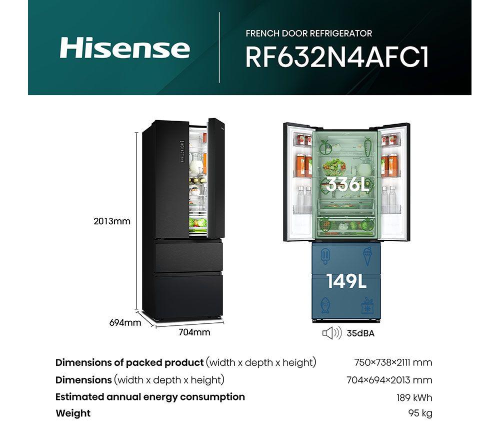HISENSE PureFlat RF632N4AFC1 Smart Fridge Freezer - Black image number 12 of 13