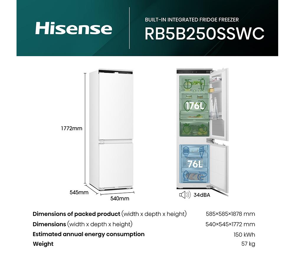 HISENSE RB5B250SSWC Integrated Smart 60/40 Fridge Freezer - Fixed Hinge image number 13 of 16