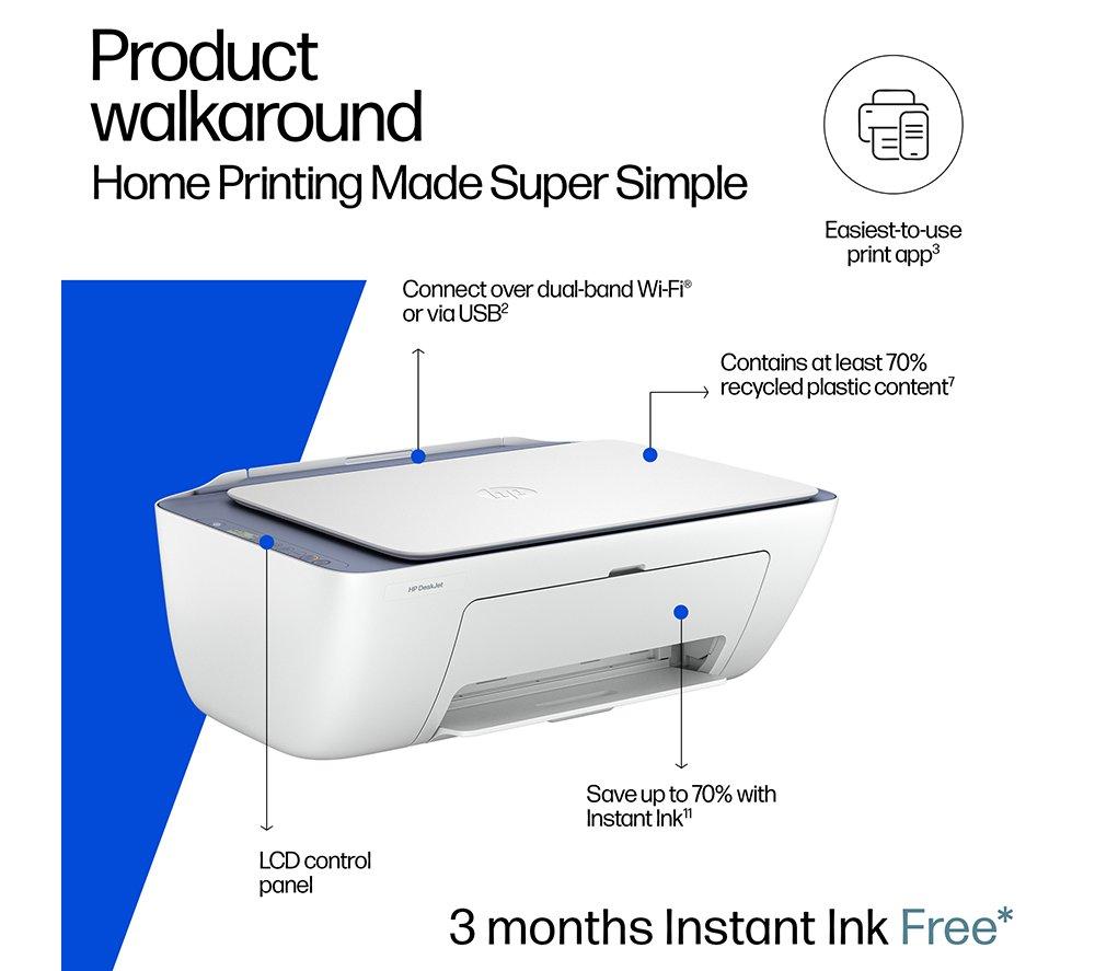 HP DeskJet 2922 All-in-One Wireless Inkjet Printer & 3 Months Free Instant Ink image number 3 of 21