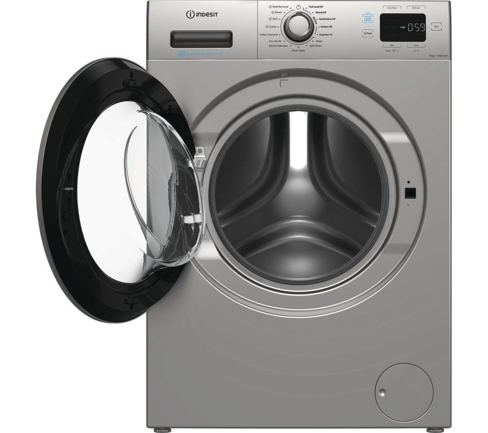 INDESIT Push&Go IP 846S PUSH&GO UK 8 kg 1400 Spin Washing Machine - Silver image number 4 of 7