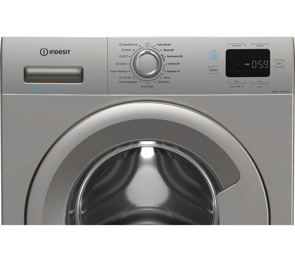 INDESIT Push&Go IP 846S PUSH&GO UK 8 kg 1400 Spin Washing Machine - Silver image number 6 of 7