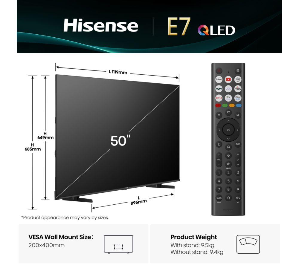 HISENSE E7Q 50" QLED 4K Smart AI TV with Freely - 50E7QTUK image number 2 of 15