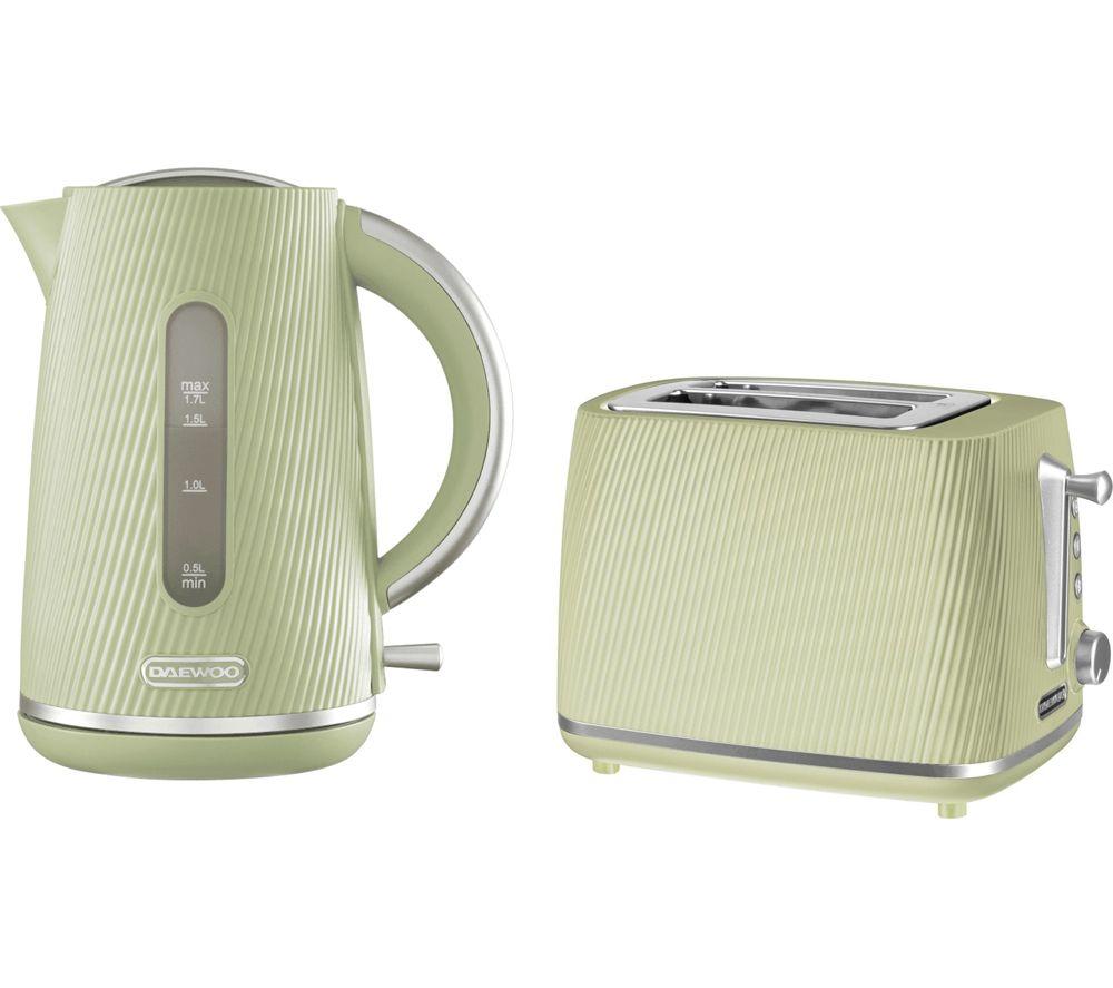 Daewoo Cascade Sda2911ge Jug Kettle And 2-Slice Toaster Bundle - Green, Green