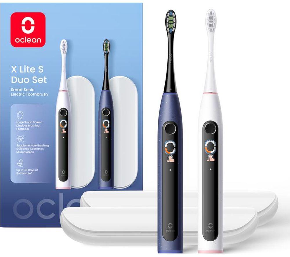 Oclean X Lite S Duo Set Smart Sonic Electric Toothbrush Blue + Grey Lloyds Pharmacy - Image 3