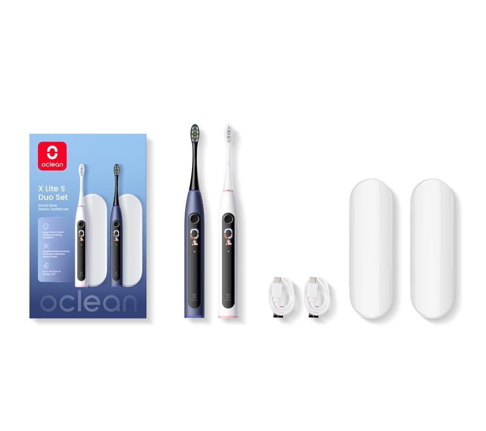 OCLEAN X Lite S Electric Toothbrush - Pack of 2, Blue & Grey image number 10 of 10