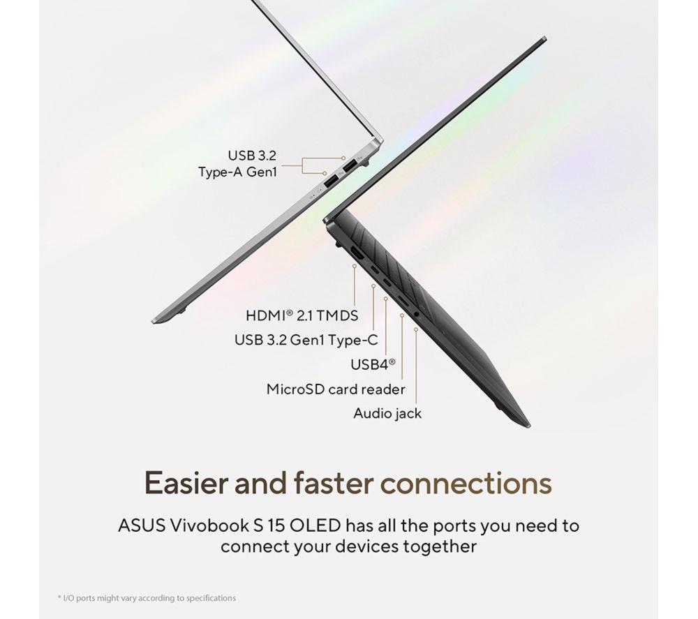ASUS Vivobook S15 OLED 15.6" Laptop, Copilot+ PC - AMD Ryzen AI 9, 1 TB SSD, Cool Silver image number 17 of 20