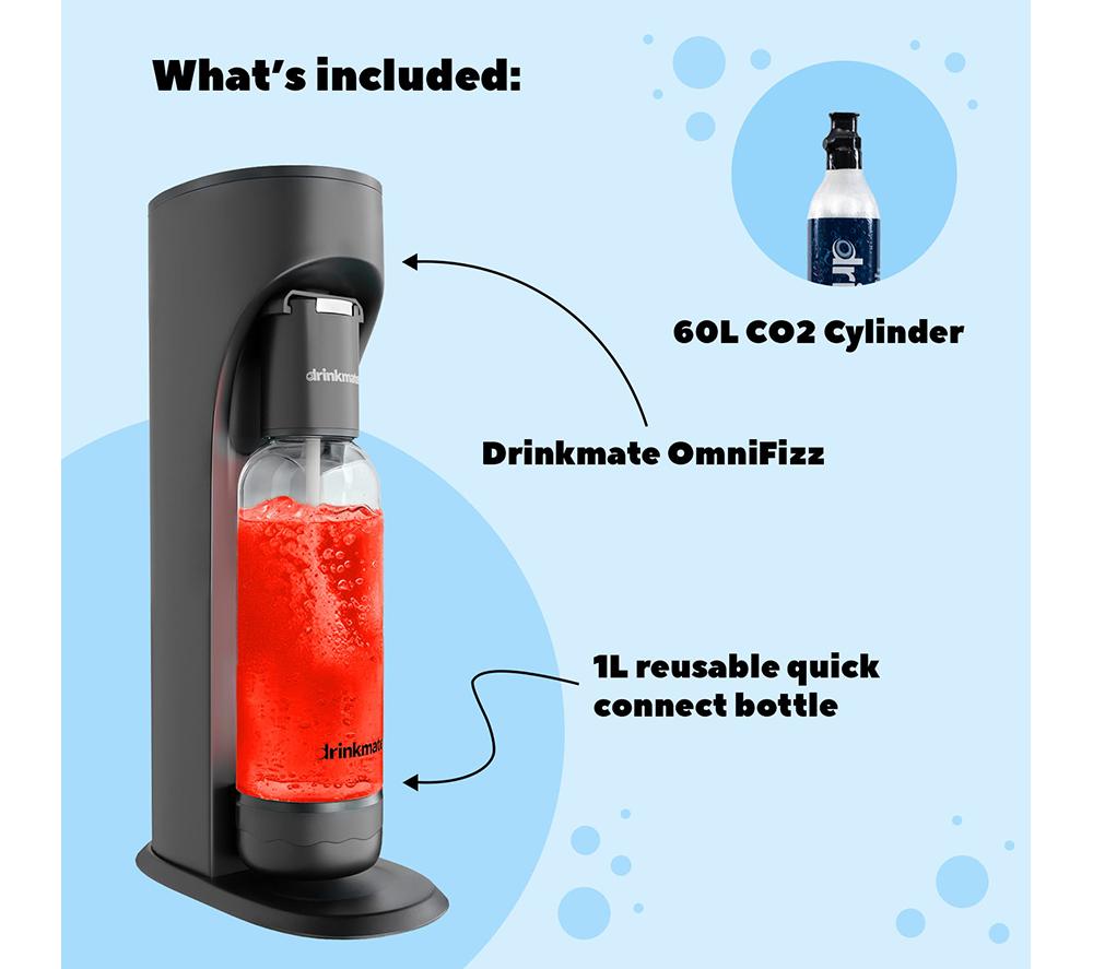 DRINKMATE OmniFizz Sparkling Water Maker with 1 CO2 Cylinder - Matte Black image number 8 of 8