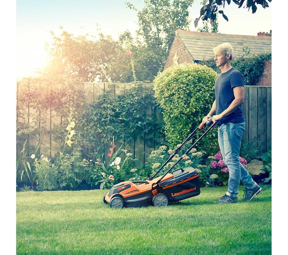 LAWNMASTER 34 cm MX 24V Cordless Lawn Mower with Battery - Orange & Black image number 3 of 10