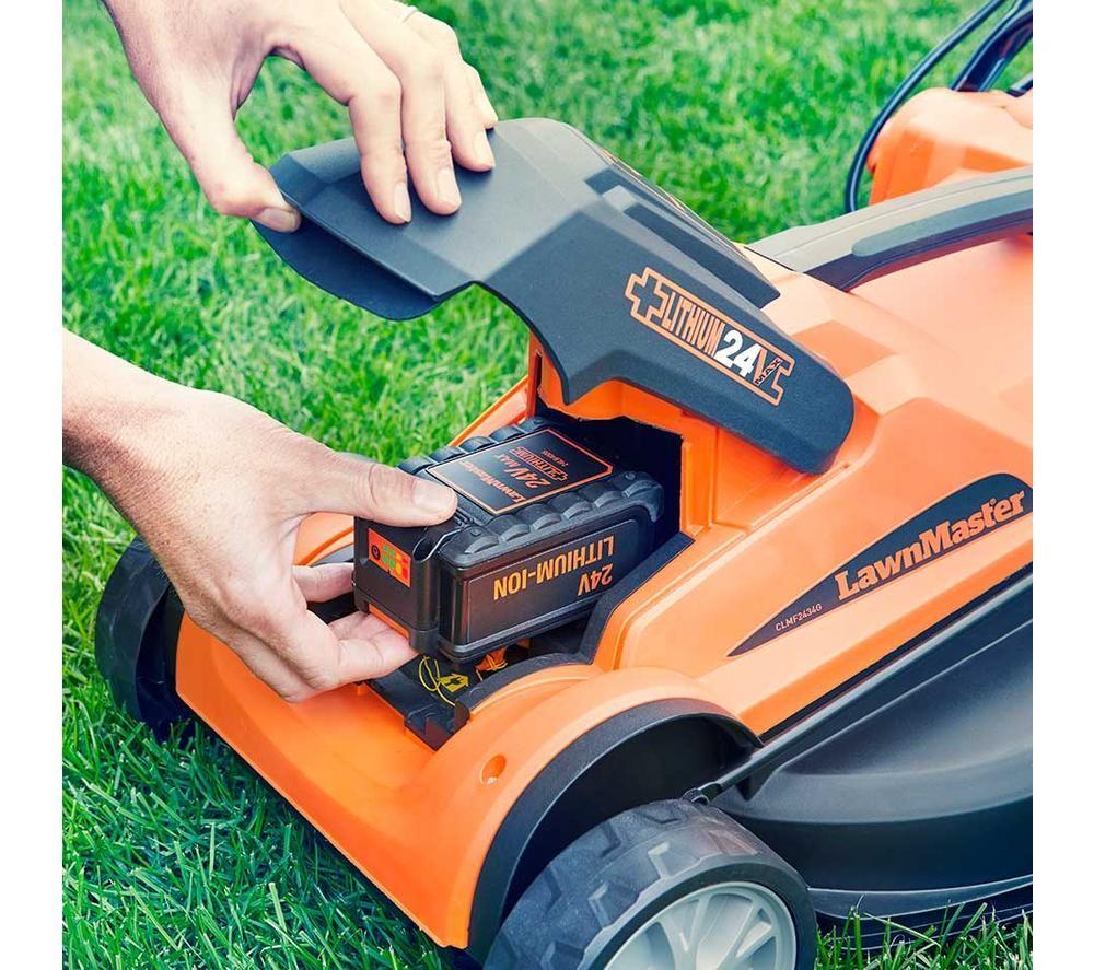 LAWNMASTER MX 24V Cordless Lawn Mower with 2 Batteries - Orange & Black image number 4 of 9