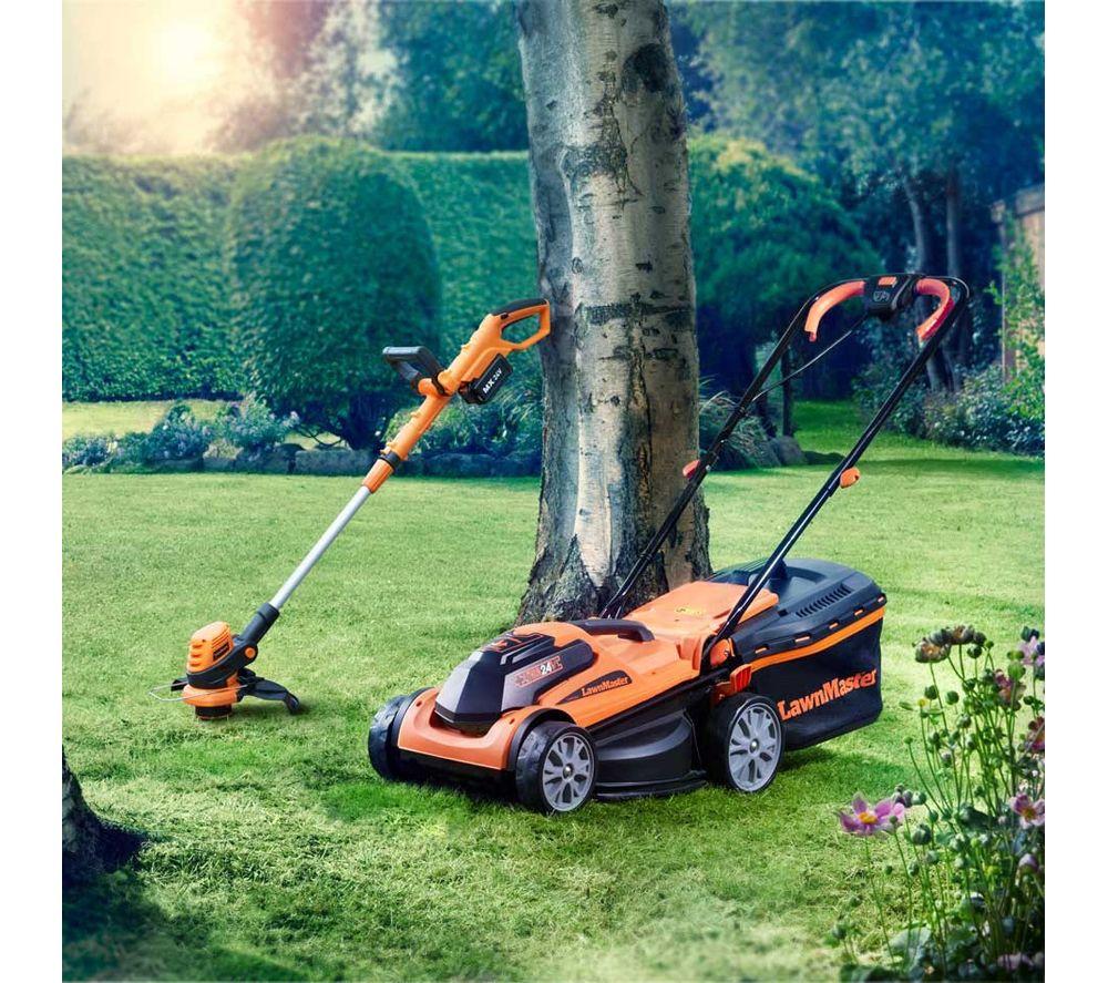 LAWNMASTER MFGT COMBO Cordless Rotary Lawn Mower & Grass Trimmer Set - Orange & Black image number 7 of 7