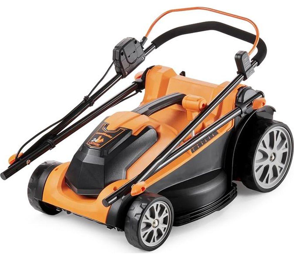 LAWNMASTER MX 24 V Cordless Rotary Lawn Mower with 2 Batteries - Orange & Black image number 2 of 11