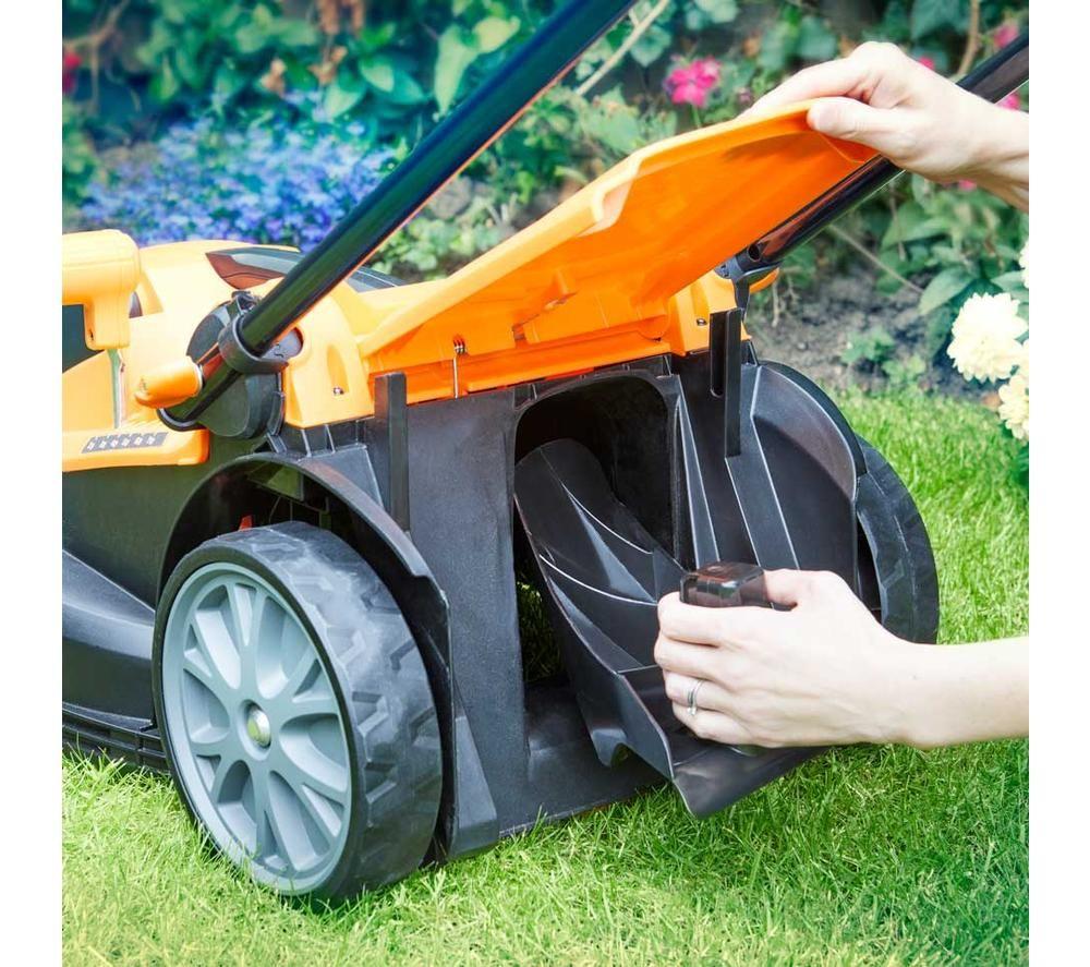 LAWNMASTER MX 24 V Cordless Rotary Lawn Mower with 2 Batteries - Orange & Black image number 5 of 11