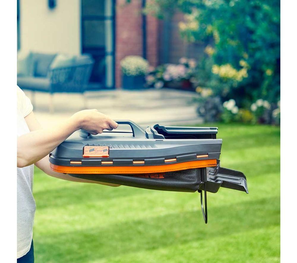 LAWNMASTER MX 24 V Cordless Rotary Lawn Mower with 2 Batteries - Orange & Black image number 6 of 11