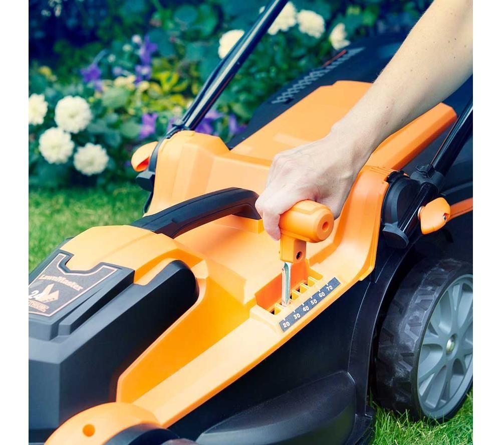 LAWNMASTER MX 24 V Cordless Rotary Lawn Mower with 2 Batteries - Orange & Black image number 9 of 11