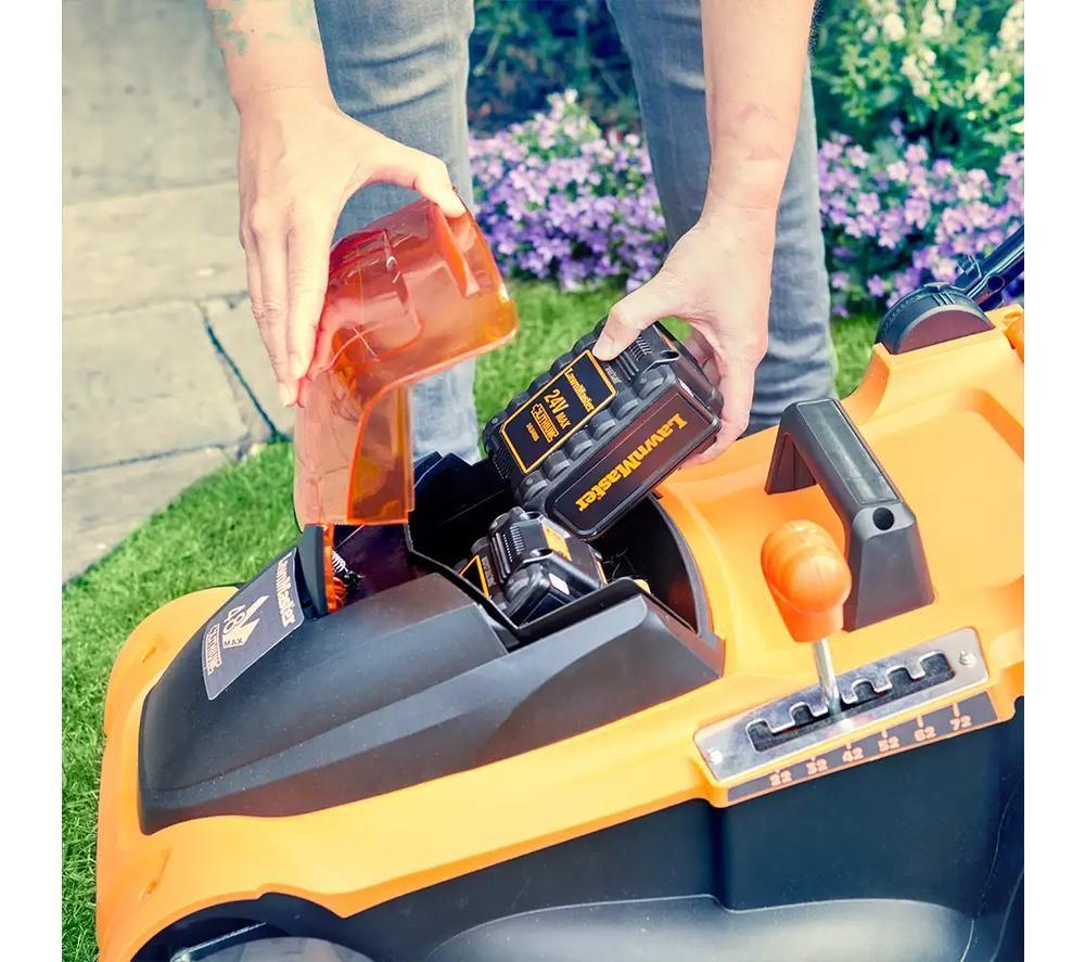 LAWNMASTER CLMF4841E-1-01 Cordless Rotary Lawn Mower with 2 Batteries - Orange & Black image number 6 of 14