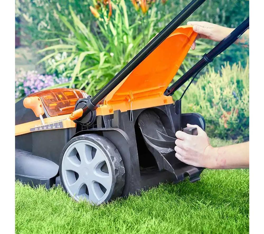 LAWNMASTER CLMF4841E-1-01 Cordless Rotary Lawn Mower with 2 Batteries - Orange & Black image number 8 of 14