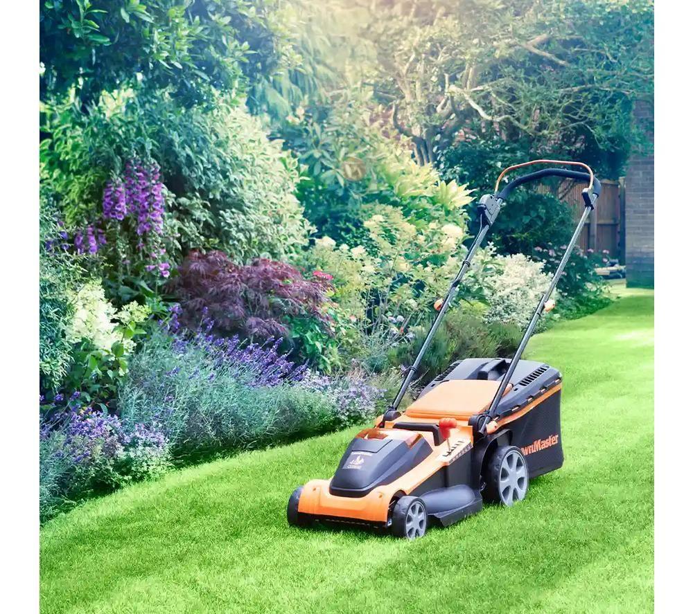 LAWNMASTER CLMF4841E-1-01 Cordless Rotary Lawn Mower with 2 Batteries - Orange & Black image number 12 of 14