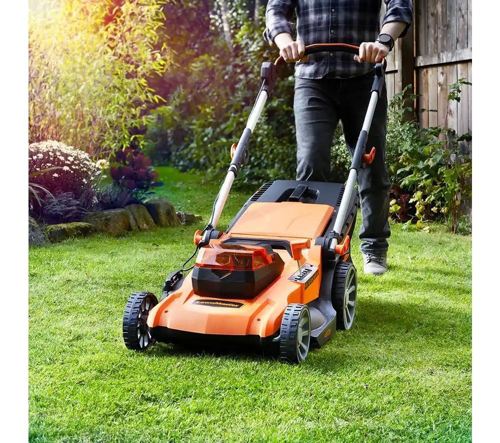 LAWNMASTER CLMF4846A-01 Cordless Rotary Lawn Mower - Orange & Black image number 5 of 16