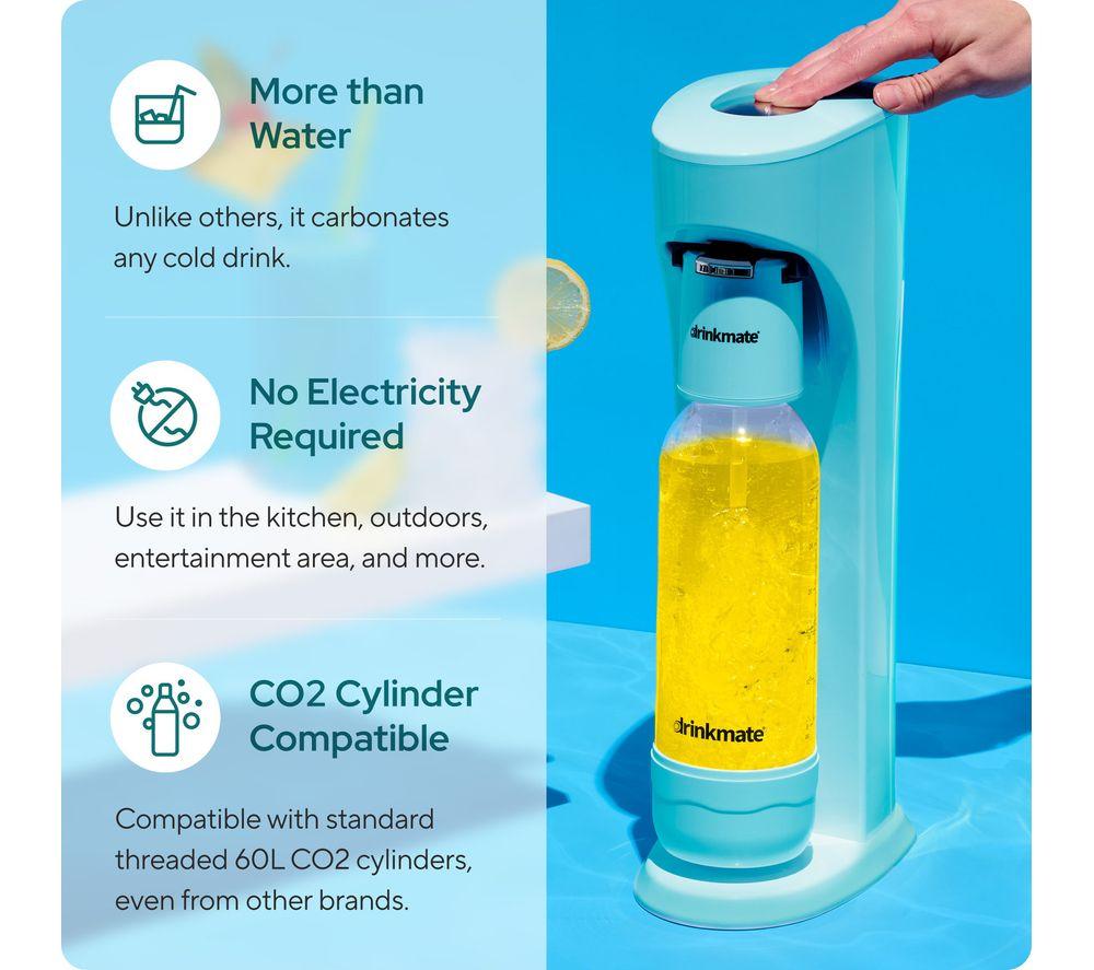 DRINKMATE OmniFizz Sparkling Water Maker with 2 CO2 Cylinders - Arctic Blue image number 5 of 7