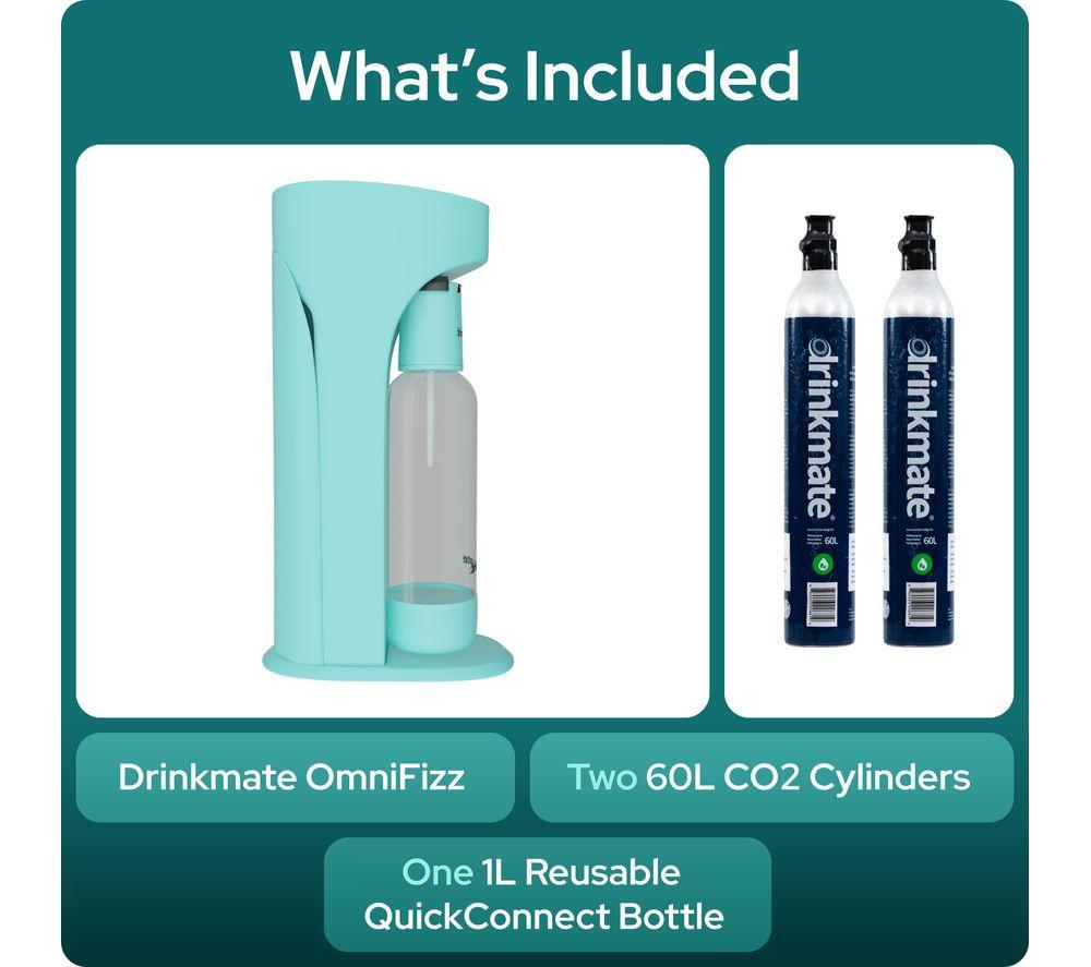 DRINKMATE OmniFizz Sparkling Water Maker with 2 CO2 Cylinders - Arctic Blue image number 7 of 7