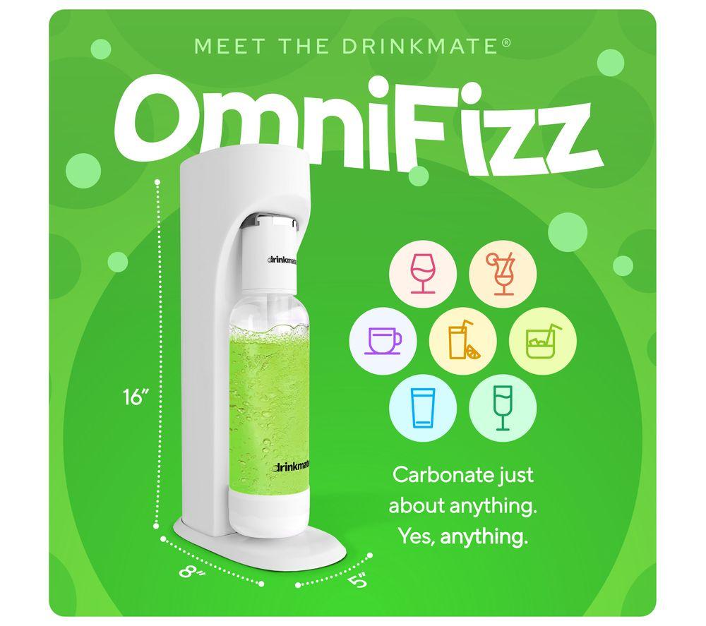 DRINKMATE OmniFizz Sparkling Water Maker with 2 CO2 Cylinders - Classic White image number 2 of 7