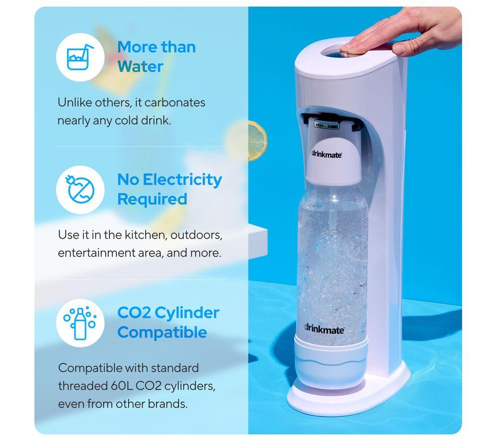 DRINKMATE OmniFizz Sparkling Water Maker with 2 CO2 Cylinders - Classic White image number 3 of 7