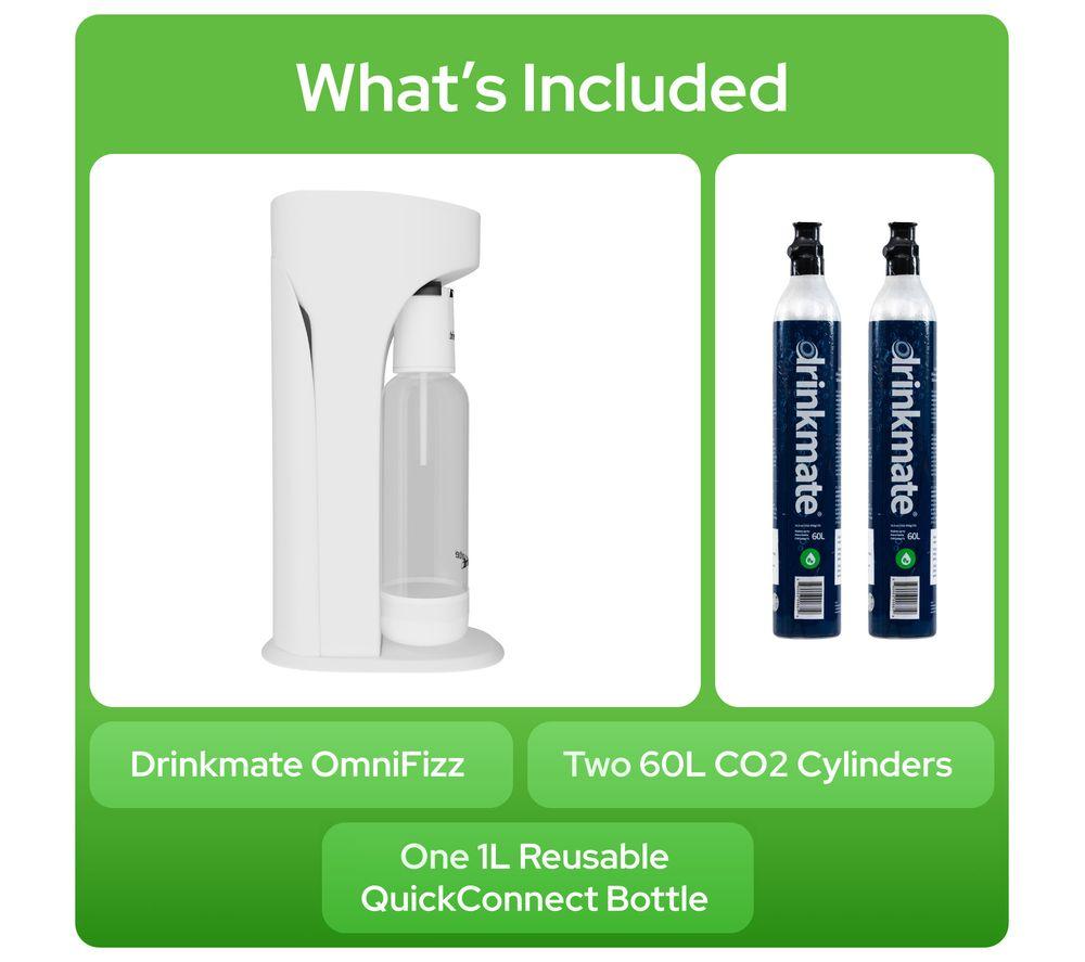 DRINKMATE OmniFizz Sparkling Water Maker with 2 CO2 Cylinders - Classic White image number 7 of 7