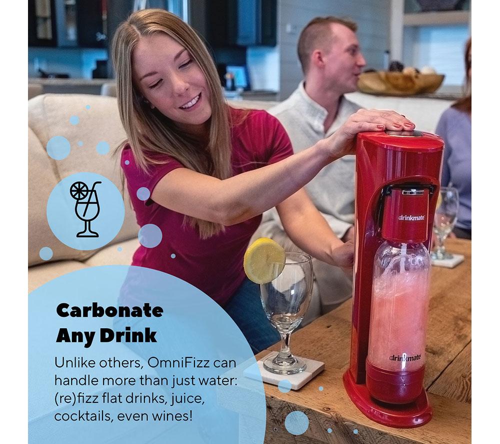 DRINKMATE OmniFizz Sparkling Water Maker with 2 CO2 Cylinders - Matte Black image number 2 of 8