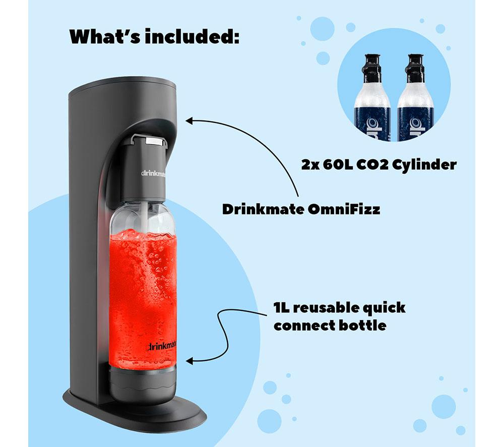 DRINKMATE OmniFizz Sparkling Water Maker with 2 CO2 Cylinders - Royal Red image number 8 of 8