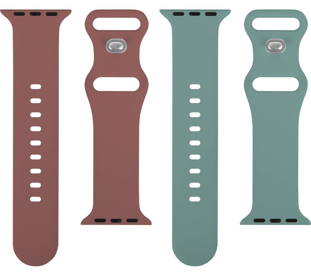 SANDSTROM Apple Watch 38-42 mm (Series 10/11) Silicone Strap - Set of 2, Burgundy & Green image number 2 of 4