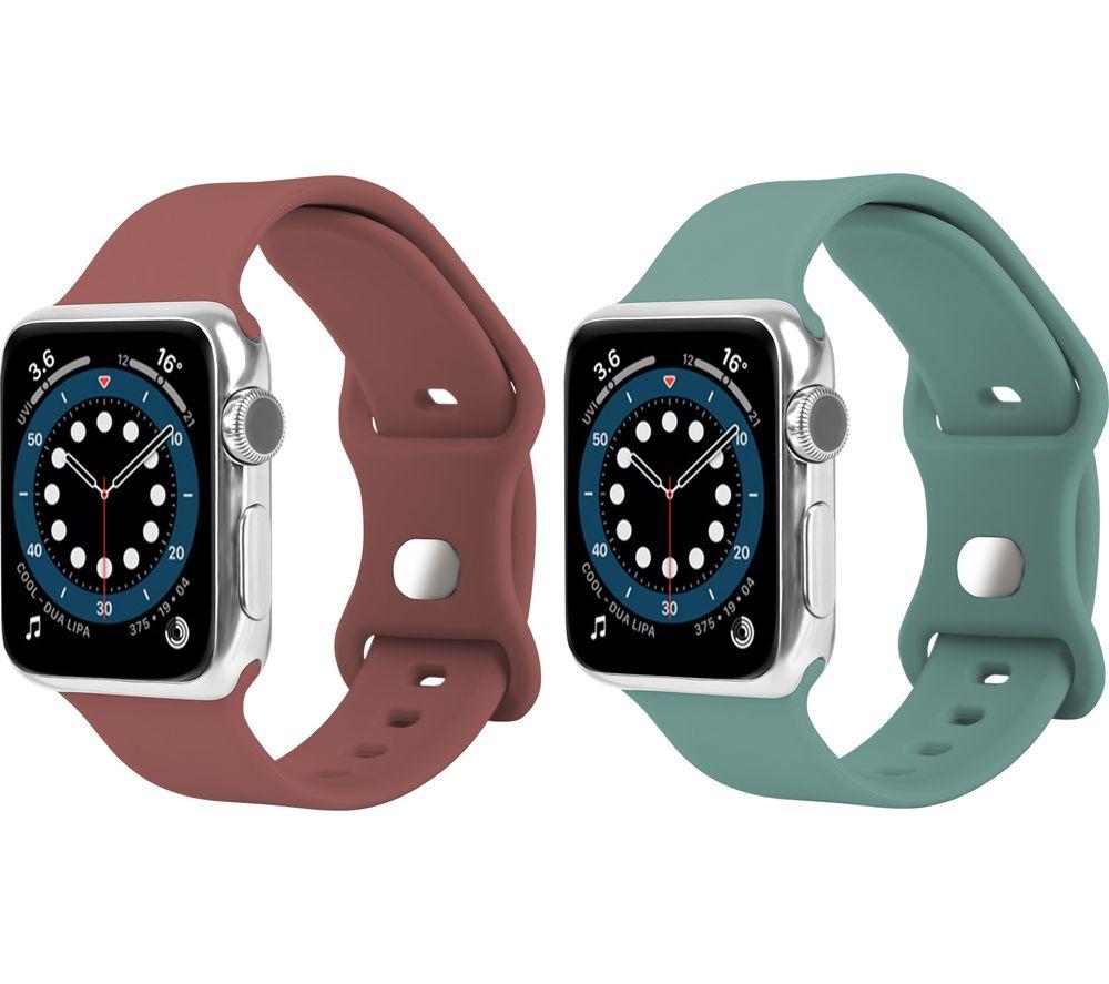 SANDSTROM Apple Watch 38-42 mm (Series 10/11) Silicone Strap - Set of 2, Burgundy & Green image number 3 of 4