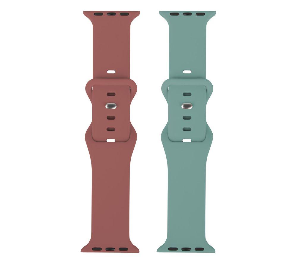 SANDSTROM Apple Watch 42-49 mm (Series 1/2/3) Silicone Strap - Set of 2, Green & Burgundy