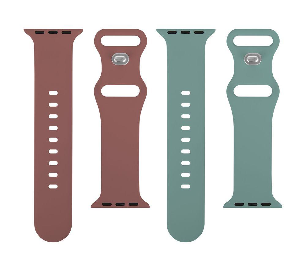 SANDSTROM Apple Watch 42-49 mm (Series 1/2/3) Silicone Strap - Set of 2, Green & Burgundy image number 2 of 4