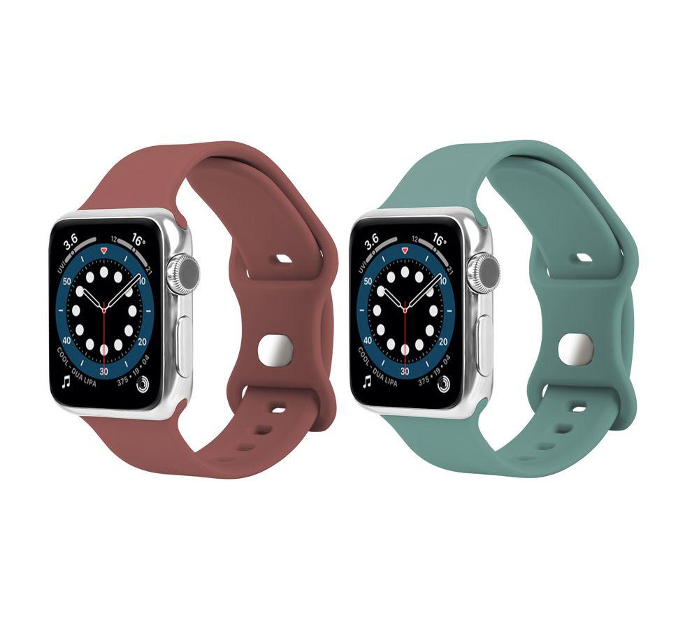 SANDSTROM Apple Watch 42-49 mm (Series 1/2/3) Silicone Strap - Set of 2, Green & Burgundy image number 3 of 4
