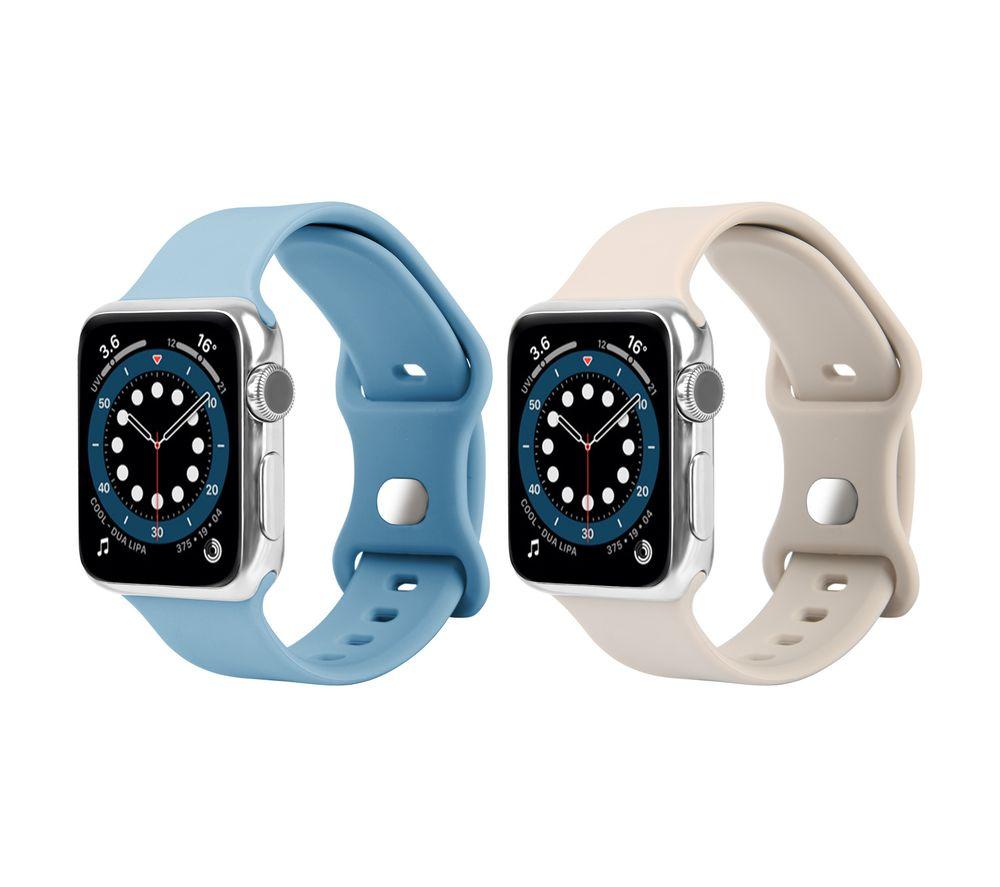 SANDSTROM Apple Watch 38-42 mm (Series 10/11) Silicone Strap - Set of 2, Light Blue & Beige image number 3 of 4