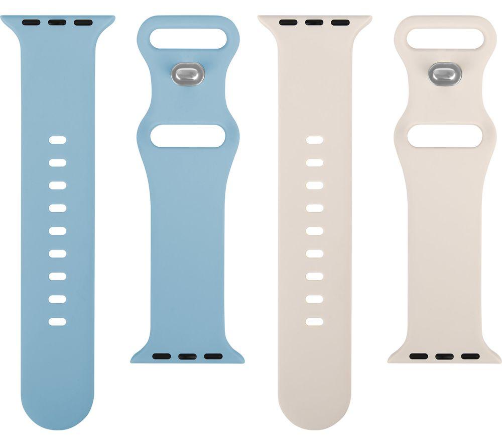 SANDSTROM Apple Watch 42-49 mm (Series 1/2/3) Silicone Strap - Set of 2, Light Blue & Beige image number 2 of 4