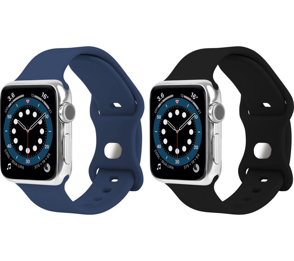 SANDSTROM Apple Watch 38-42 mm (Series 10/11) Silicone Strap - Set of 2, Navy & Black image number 3 of 4