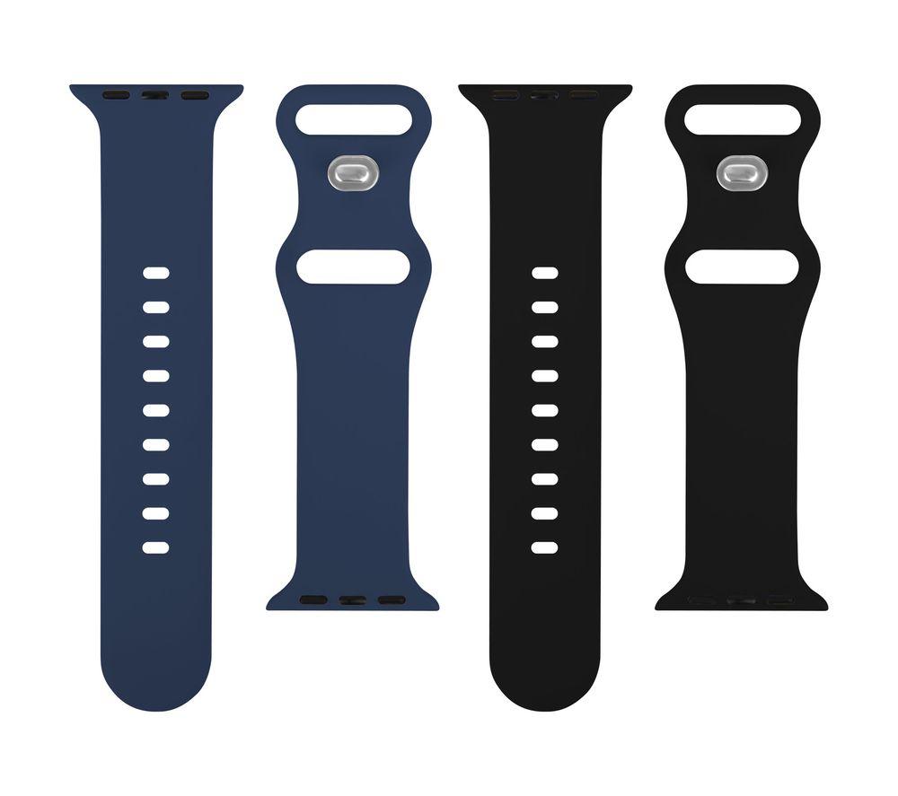 SANDSTROM Apple Watch 42-49 mm (Series 1/2/3) Silicone Strap - Set of 2, Navy & Black image number 2 of 4