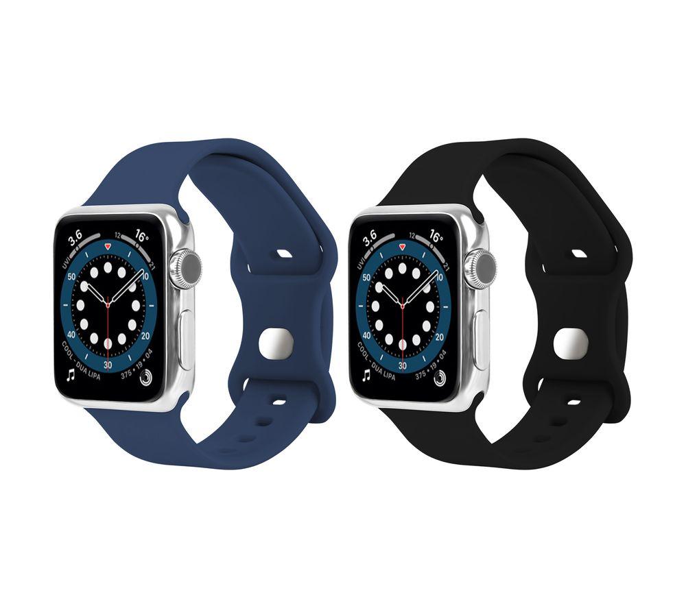 SANDSTROM Apple Watch 42-49 mm (Series 1/2/3) Silicone Strap - Set of 2, Navy & Black image number 3 of 4