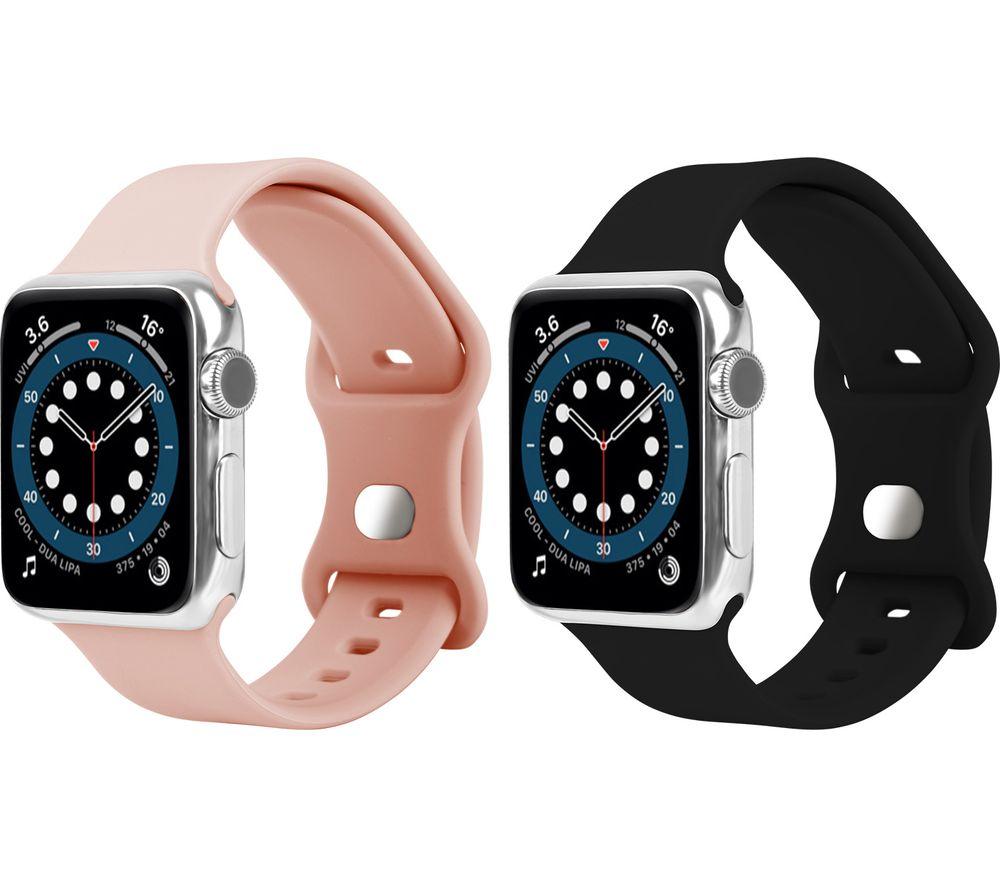 SANDSTROM Apple Watch 38-42 mm (Series 10/11) Silicone Strap - Set of 2, Pink & Black image number 3 of 4