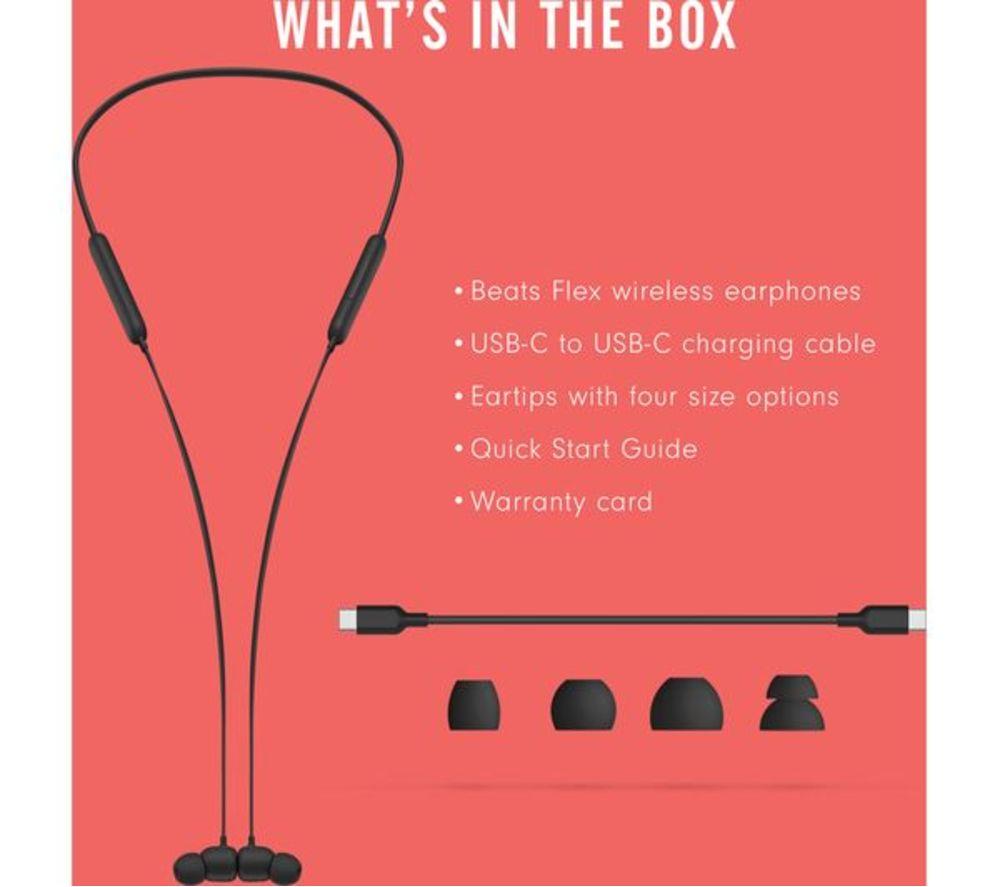 BEATS Flex Wireless Bluetooth Refurbished Earphones - Beats Black, (Excellent Condition) image number 9 of 20
