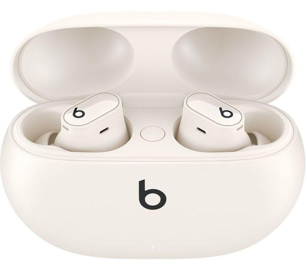 BEATS Studio Buds + Wireless Bluetooth Noise-Cancelling Refurbished Earbuds - White, (Very Good Condition) image number 5 of 9