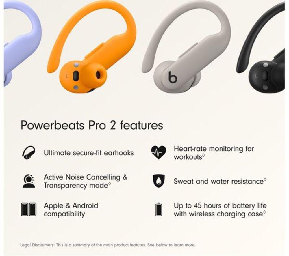 BEATS Powerbeats Pro 2 Wireless Bluetooth Noise-Cancelling Refurbished Sports Earbuds - Quick Sand, (Excellent Condition) image number 2 of 7